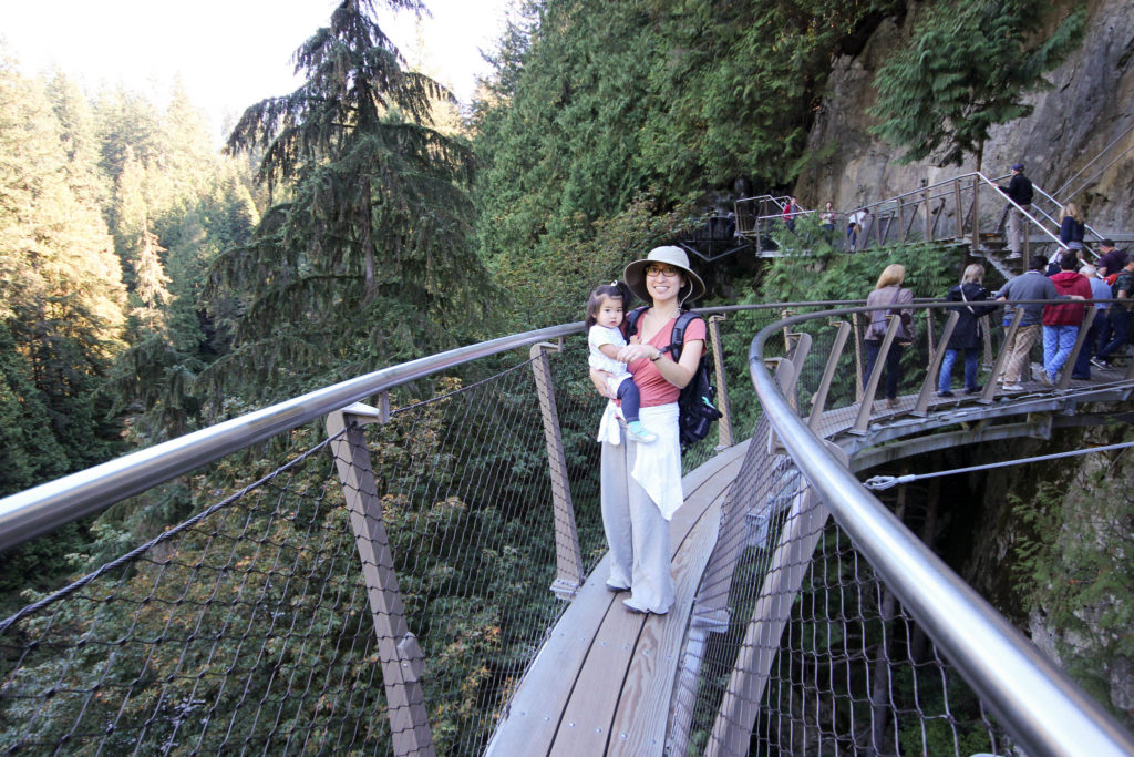 I'm on a suspension bridge! I'm scared of almost everything, but not heights!