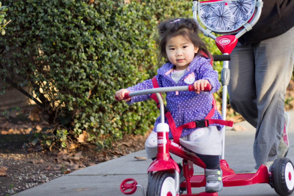 I love my new tricycle! I don't know what those pedal things are though, they're so far I can't even reach them anyways.