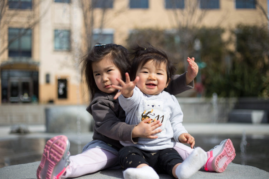 Hi Dada! Give high five! Why Kayli hold me so tight? This real fun.