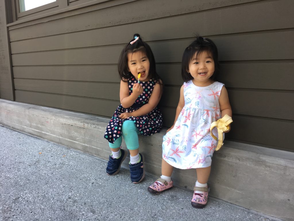 Kayli, you are my favorite big sister! I learn to scream and run and jump and roll and talk from you. I love this banana. Sorry I bite and pinch you!