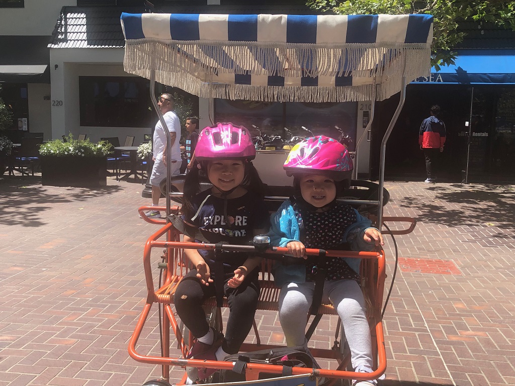 When Mommy finished with her work stuff we rode a surrey! We yelled "GO MOMMY GO" the whole way to make Mommy pedal super fast.