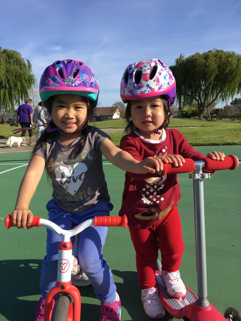 We love to ride our scooters and tricycles and bicycles and balance bikes! We have too much stuff.