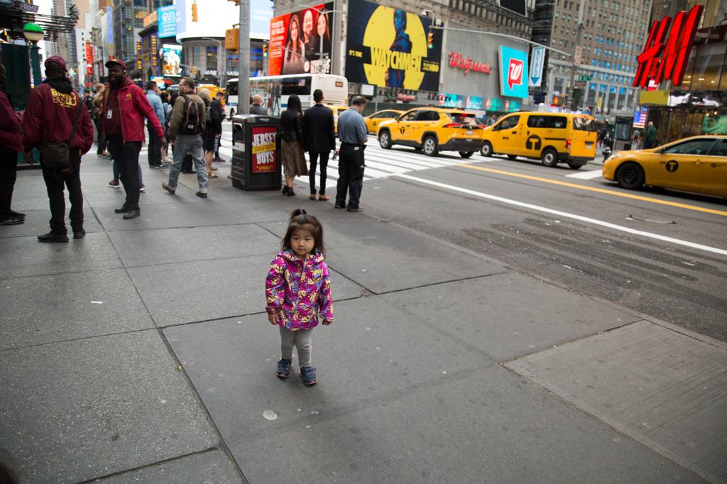 We got off the subway and walked to Times Square. Meimei thought that square she was standing on was Times Square!