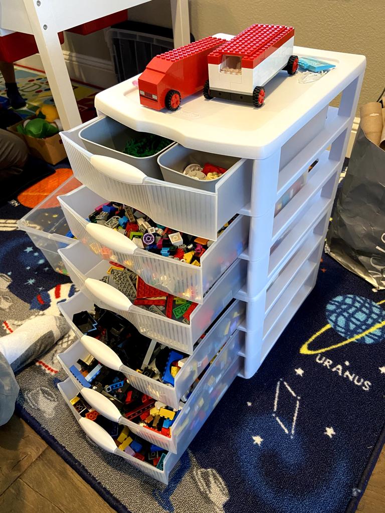 Kayli got even MORE legos, so Mommy and Daddy helped us get them organized!