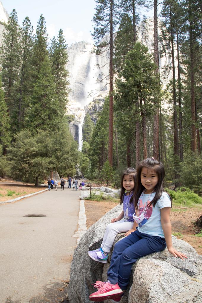 Our short legs can't walk very far, but we made it to Lower Yosemite Falls!
