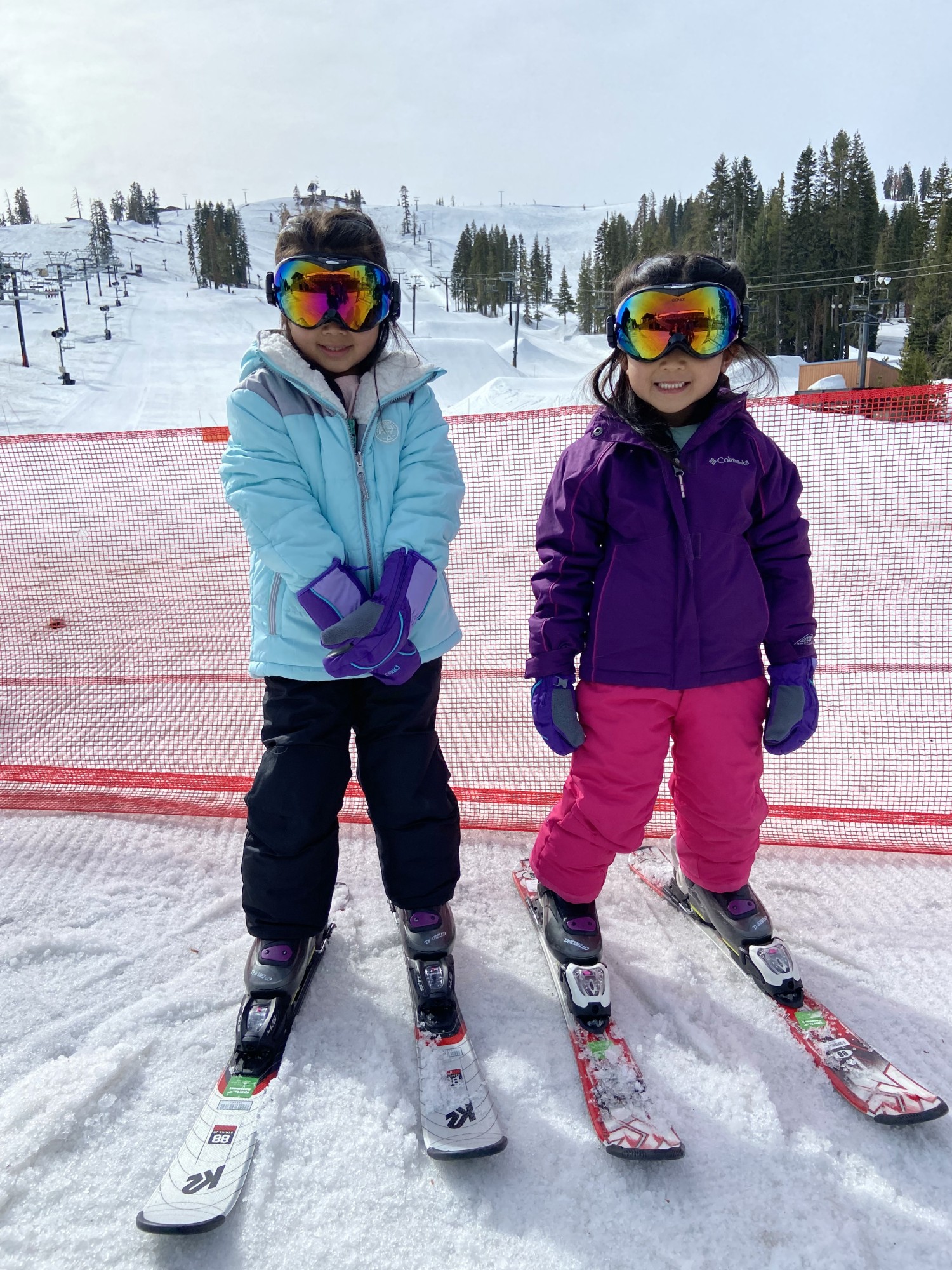 First time in our ski gear! We look good, despite humongous goggles.