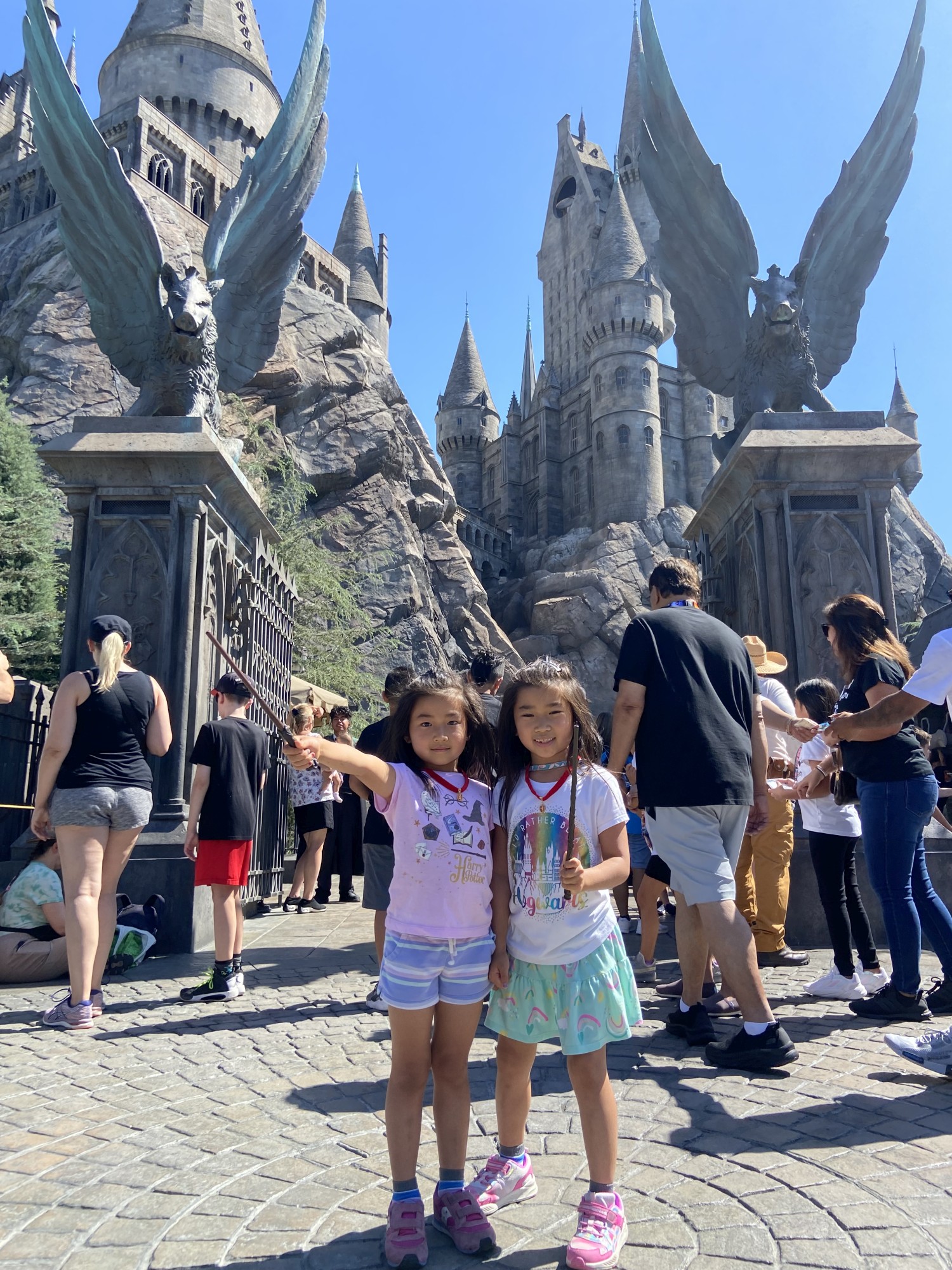 Hogwarts! Only Daddy went on the ride inside because we are too short and Mommy gets too motion sick.